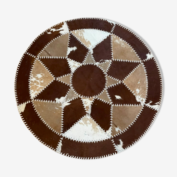 Vintage round cowhide rug 70