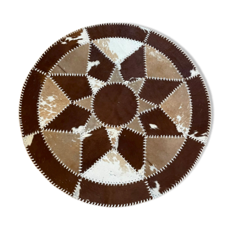 Vintage round cowhide rug 70