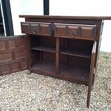 Low oak and wrought iron sideboard 18th/19th century