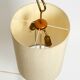 Mid Century Modern tripod walnut wood floor lamp with large fabric shade