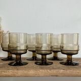 6 “Willem Heesen” smoked glass glasses