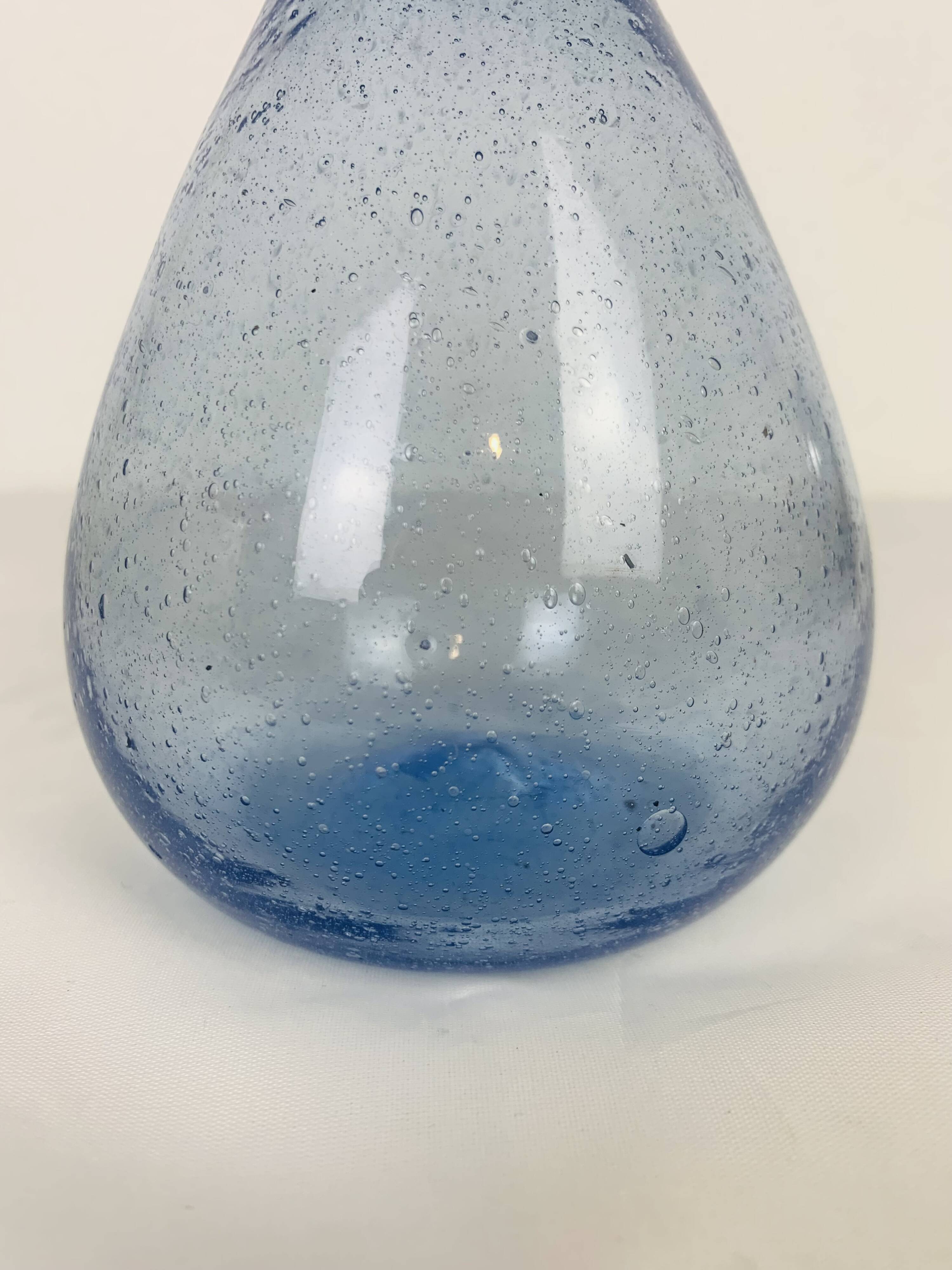 Vintage blue bubble glass soliflore vase