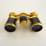 Former pair of theatre binoculars, opera B B Paris brass and leather