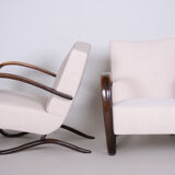 Pair of white Halabala armchairs madein 1930s Czechia by Up Zavody