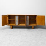 Vintage walnut burl sideboard with decorative inserts, 1940s