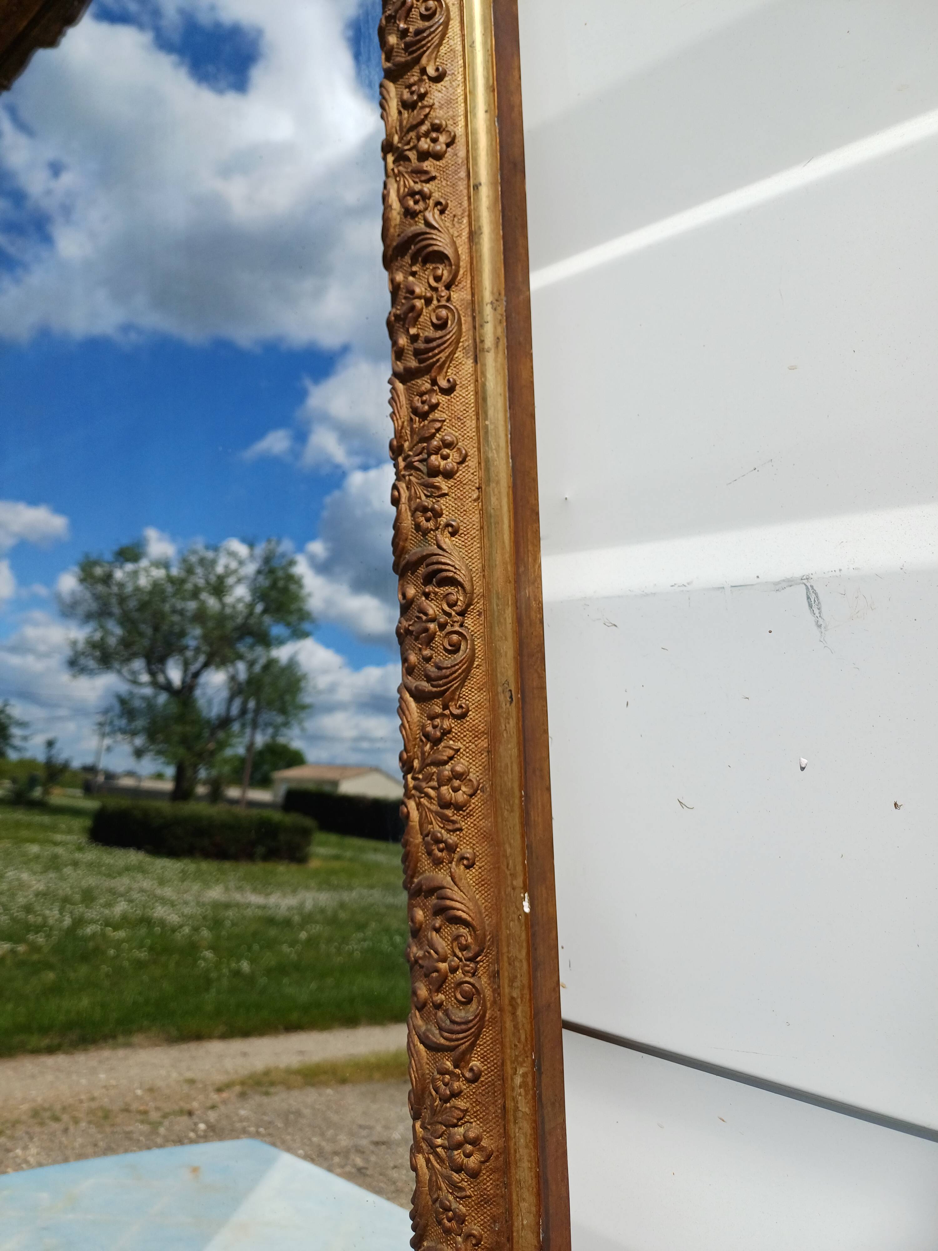 Miroir de Cheminée 19 éme en Bois et Stuk Doré