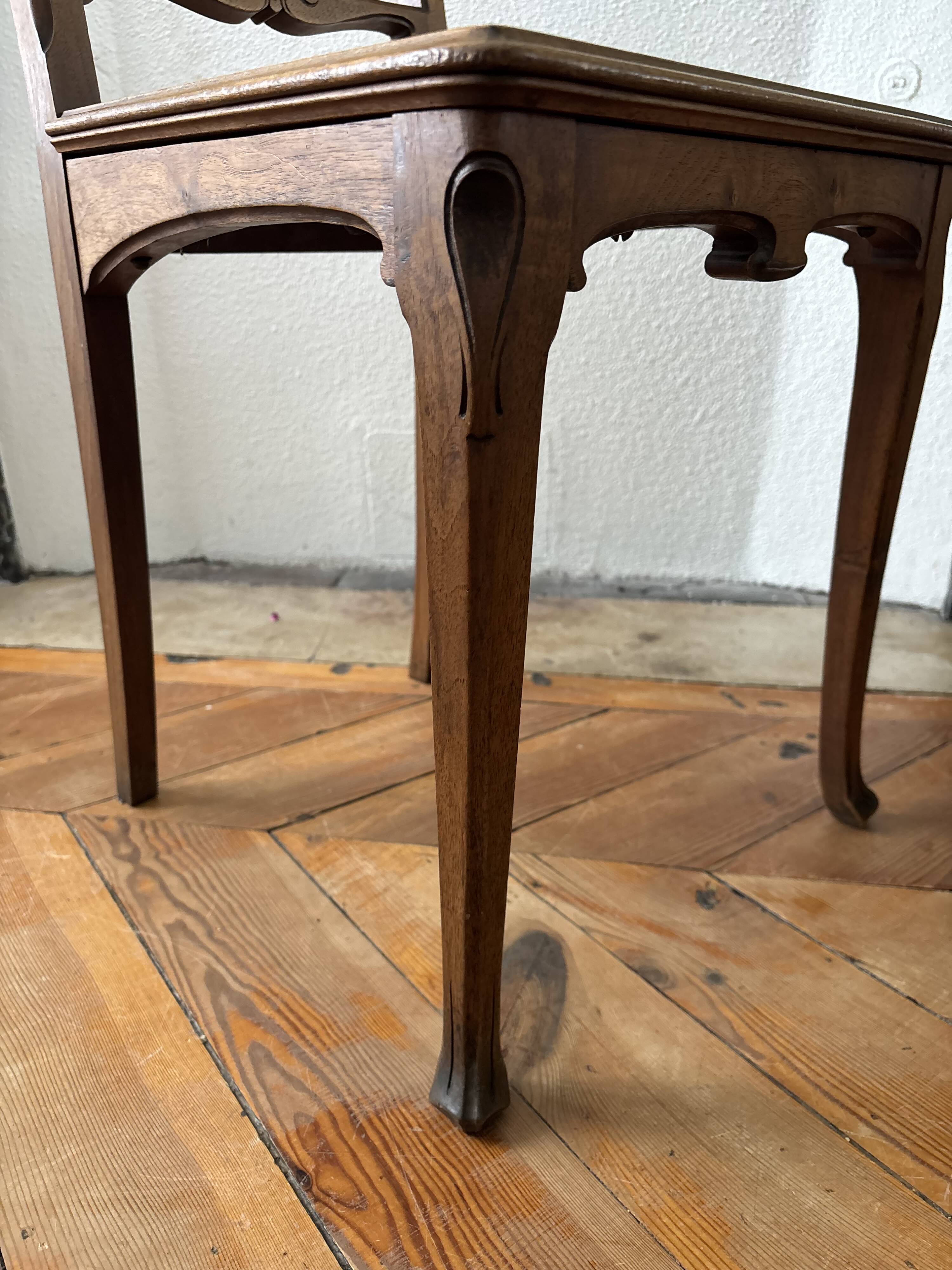 Art Nouveau caned wooden chair