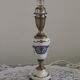 French Vintage Decorative Silver Metal and Porcelain Shaded Table Lamp