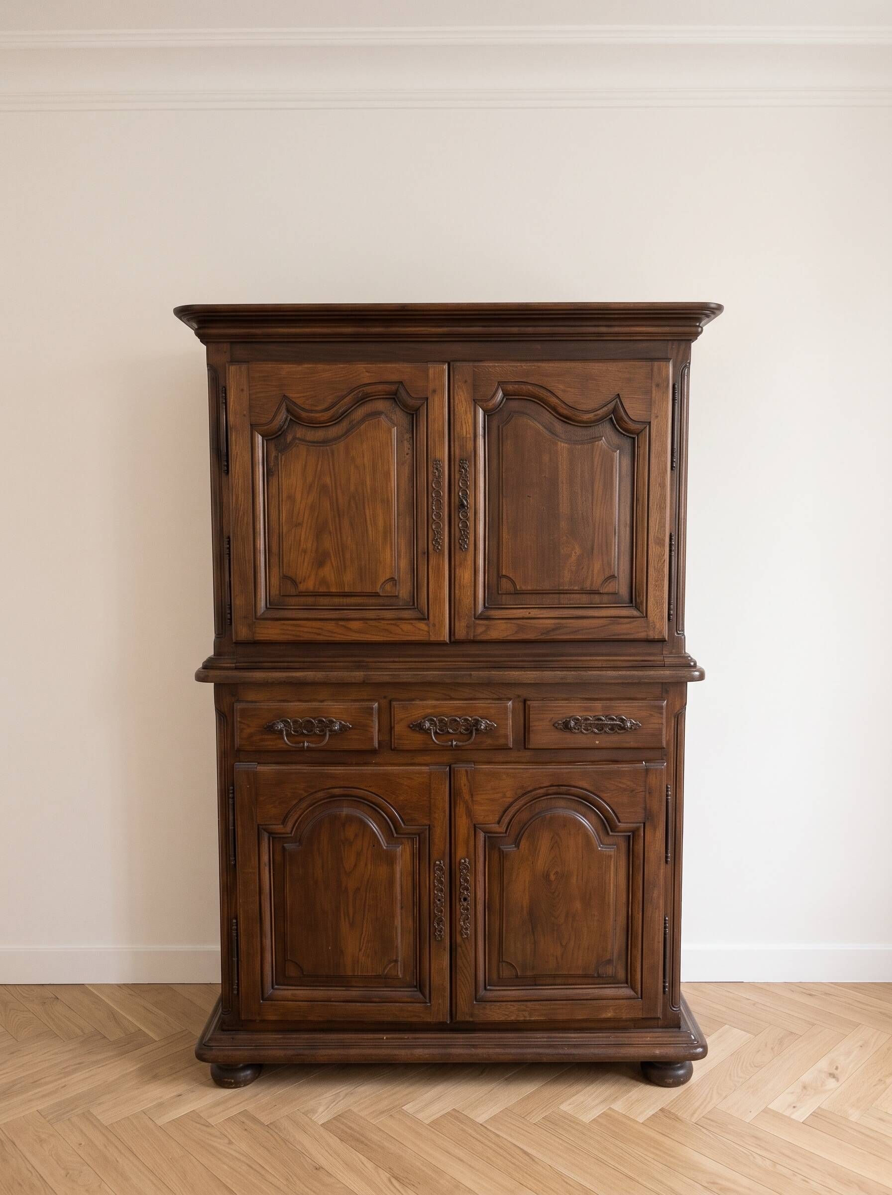 Rustic two-body buffet in solid wood