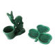 Old suede plant holder & cup clover in green earthenware