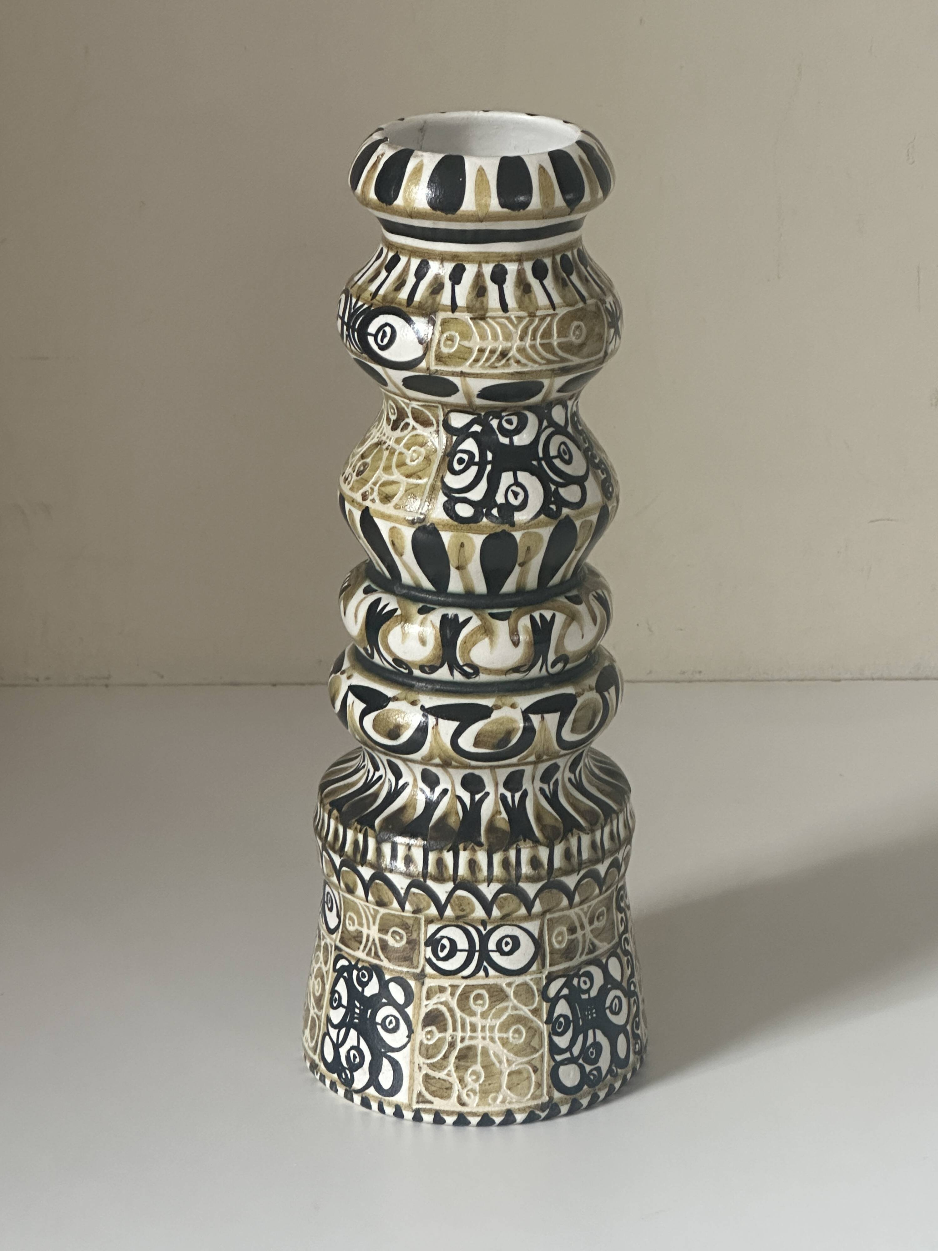 Large André Hourellou Quimper vintage candle holder