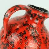large 1960's VASE fohr-keramik model 490-30 black red relief decor fat lava