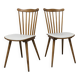 Pair of Baumann Menuet chairs, Honey patina, White vinyl seats