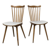 Paire de chaises Baumann Menuet Miel patiné assise skaï Blanc