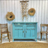 Parisian calypso buffet, patinated blue of the sea