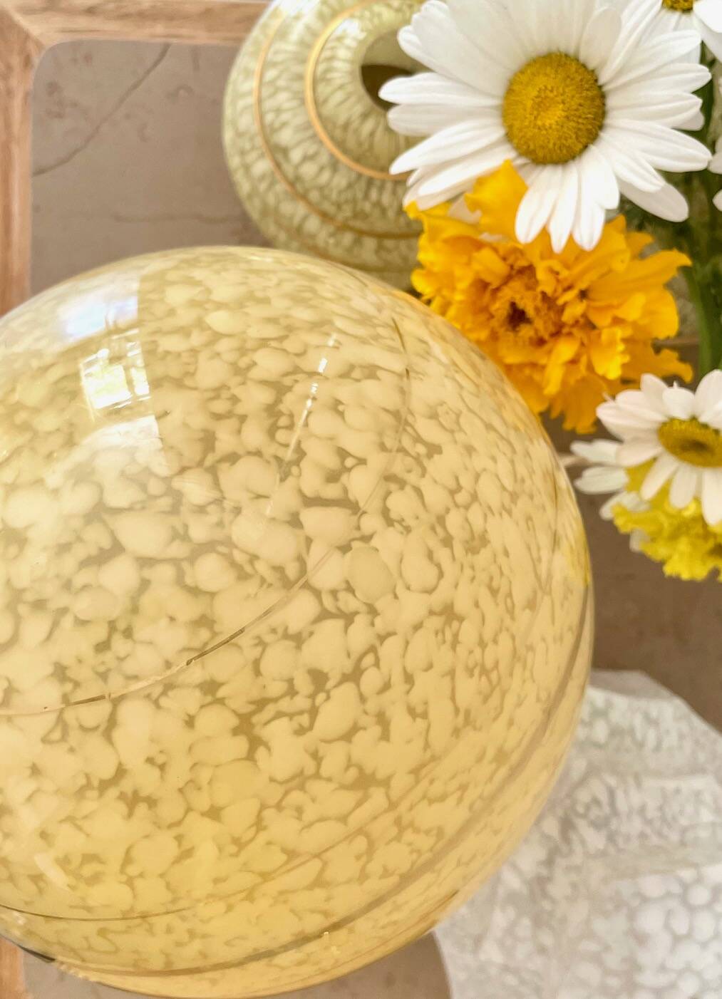 Yellow Clichy glass art deco lamp