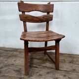 4 brutalist oak chairs