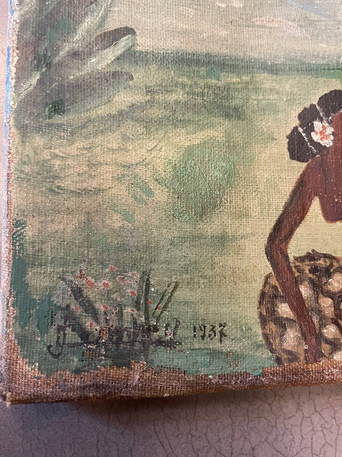 Old painting Tahiti 1937