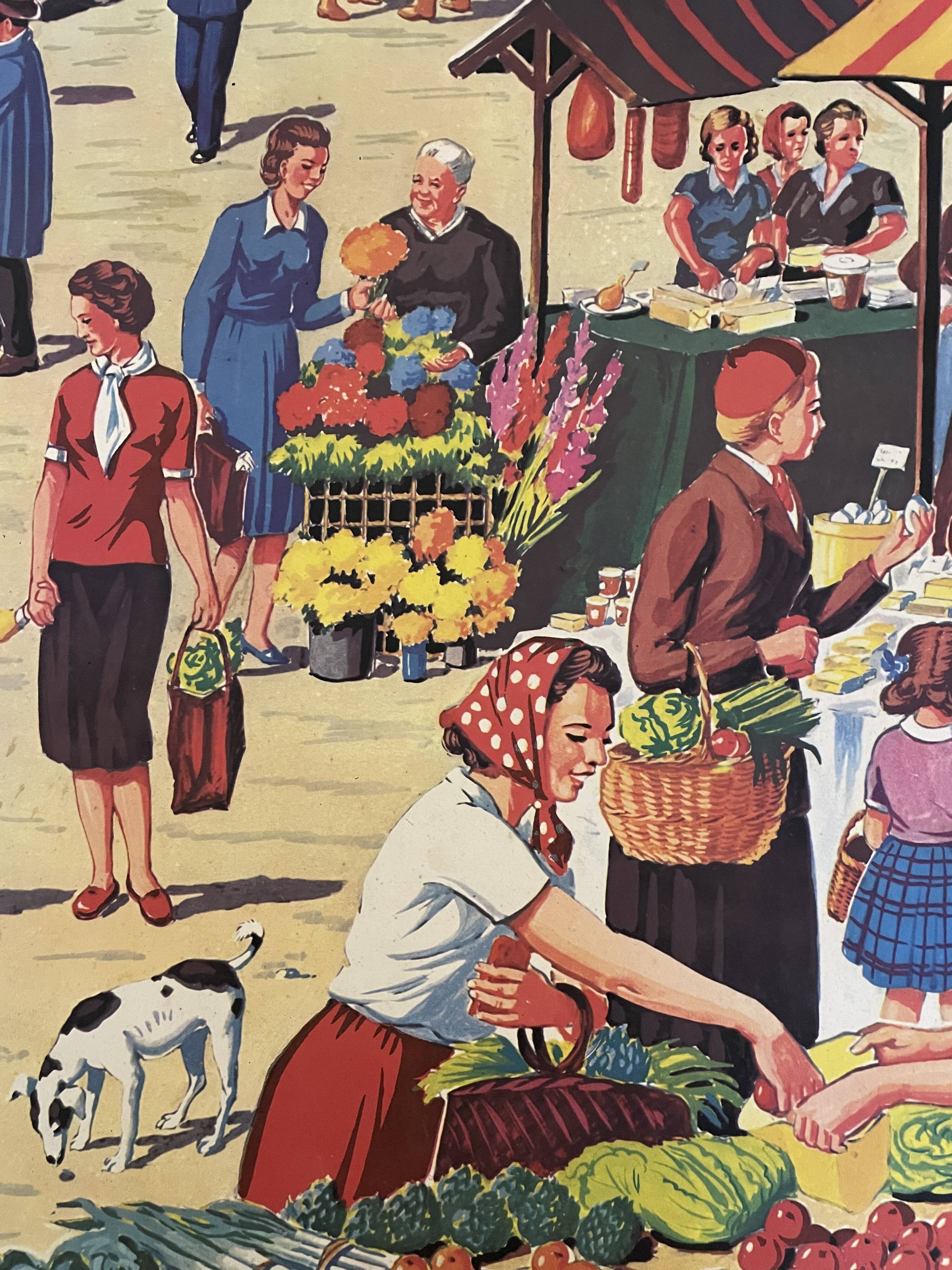 Vintage mdi school poster "the market, the fair