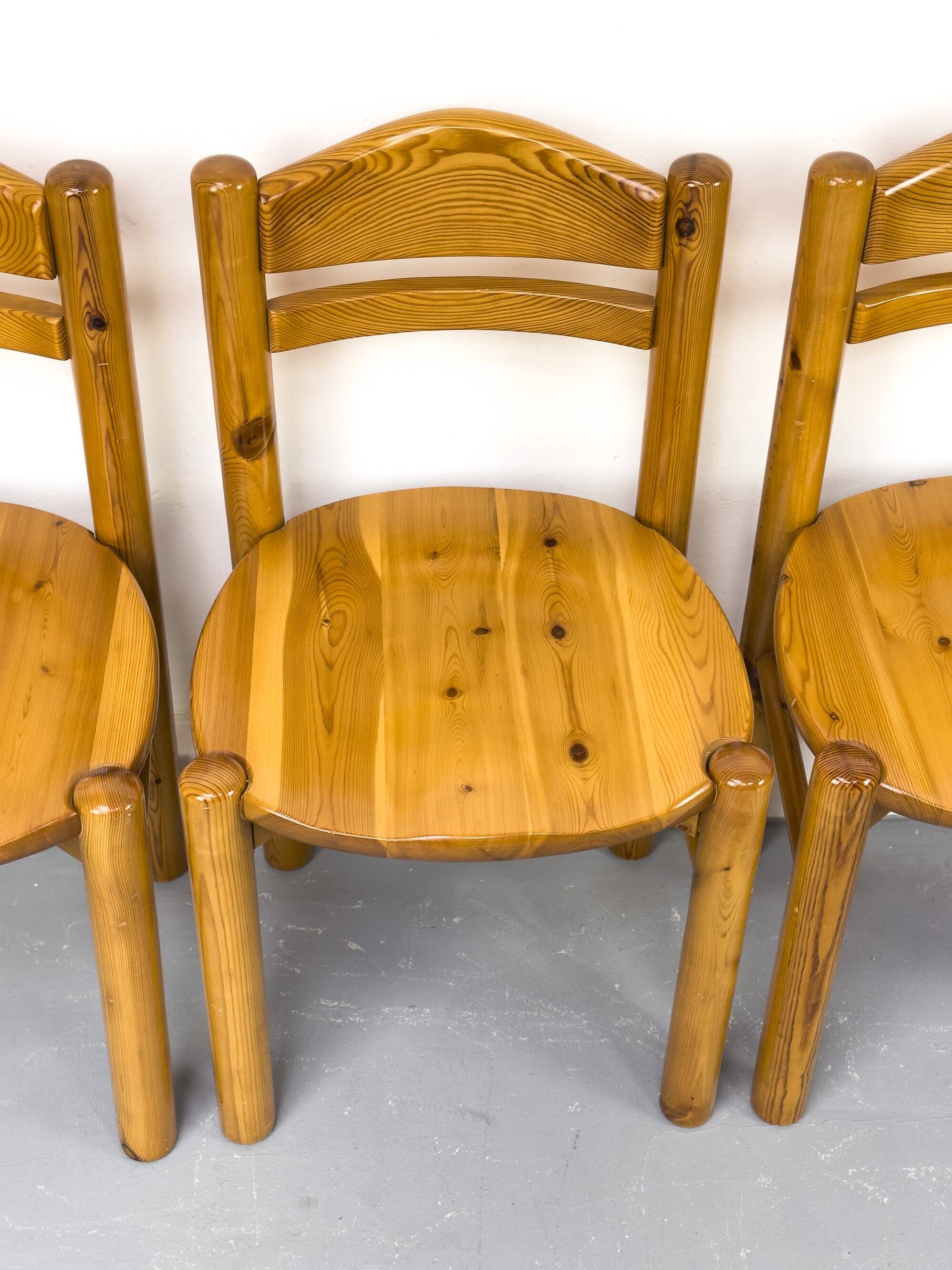Pine dining chairs in the style of Rainer Daumiller, 1970s, set of 6.