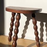 Turned wooden tripod stool