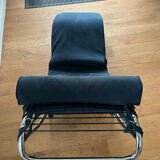 Chaise longue LC4 style Le Corbusier – suède bleu – piètement chromé