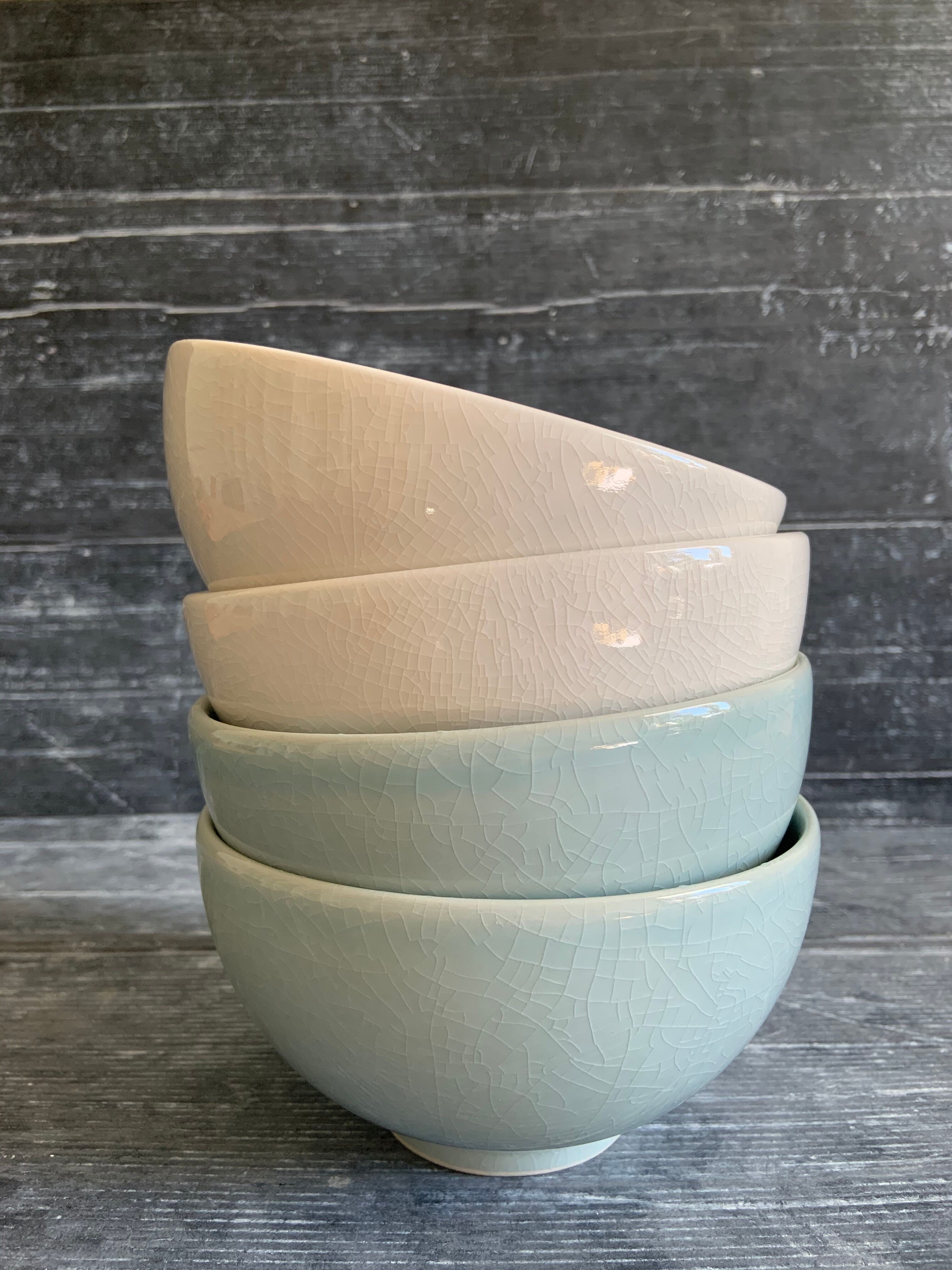 4 bowls Jars Tourron Mica & Quartz