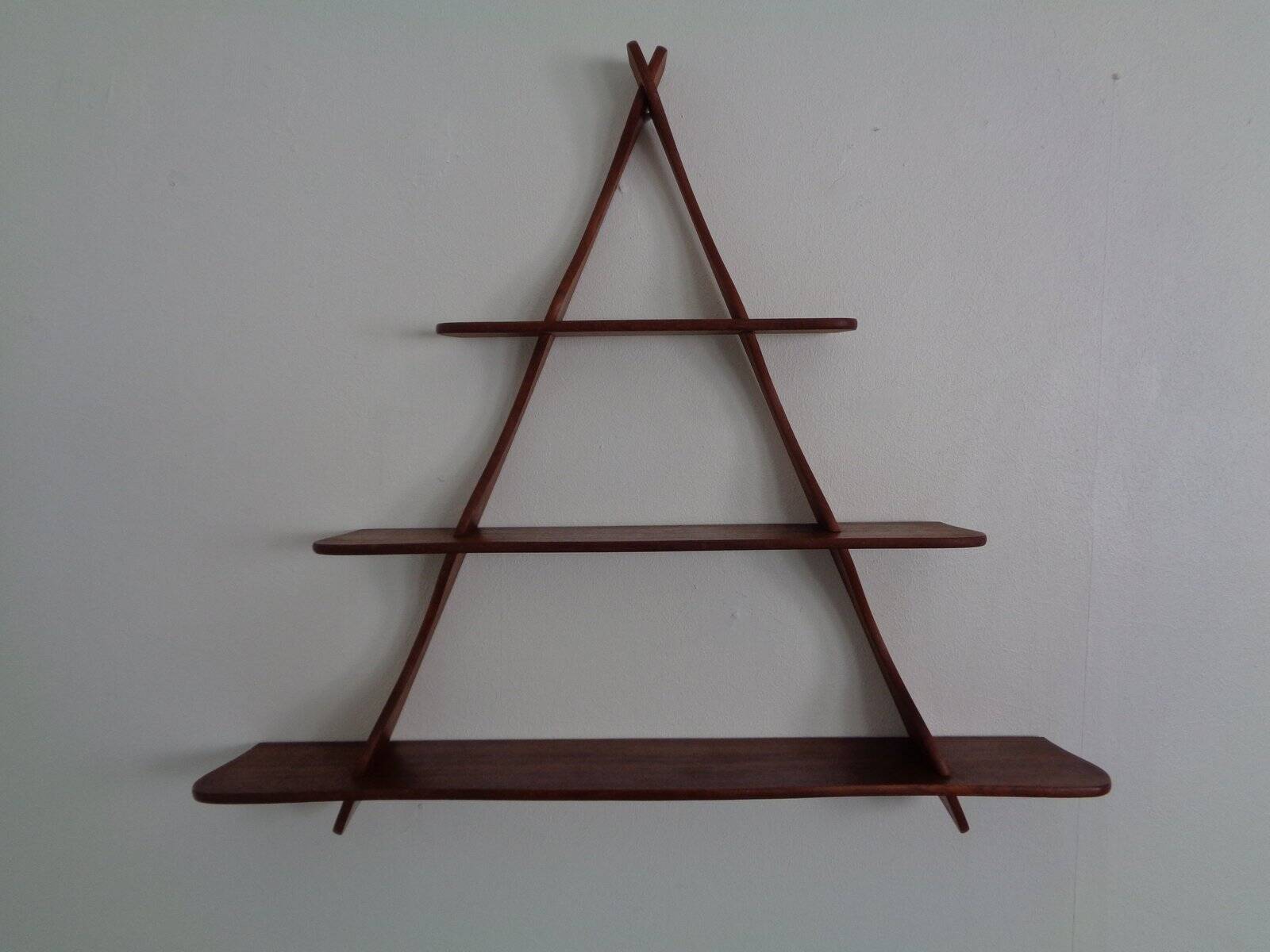 Mid-Century Triangular Teak Wall Shelf, Germany, 1960s