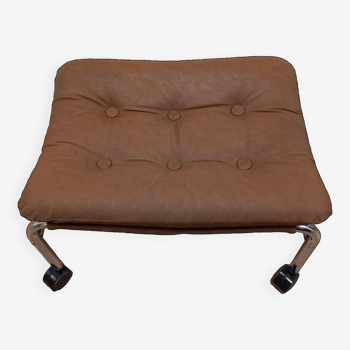 Faux leather footstool, 1970s, Scandinavia