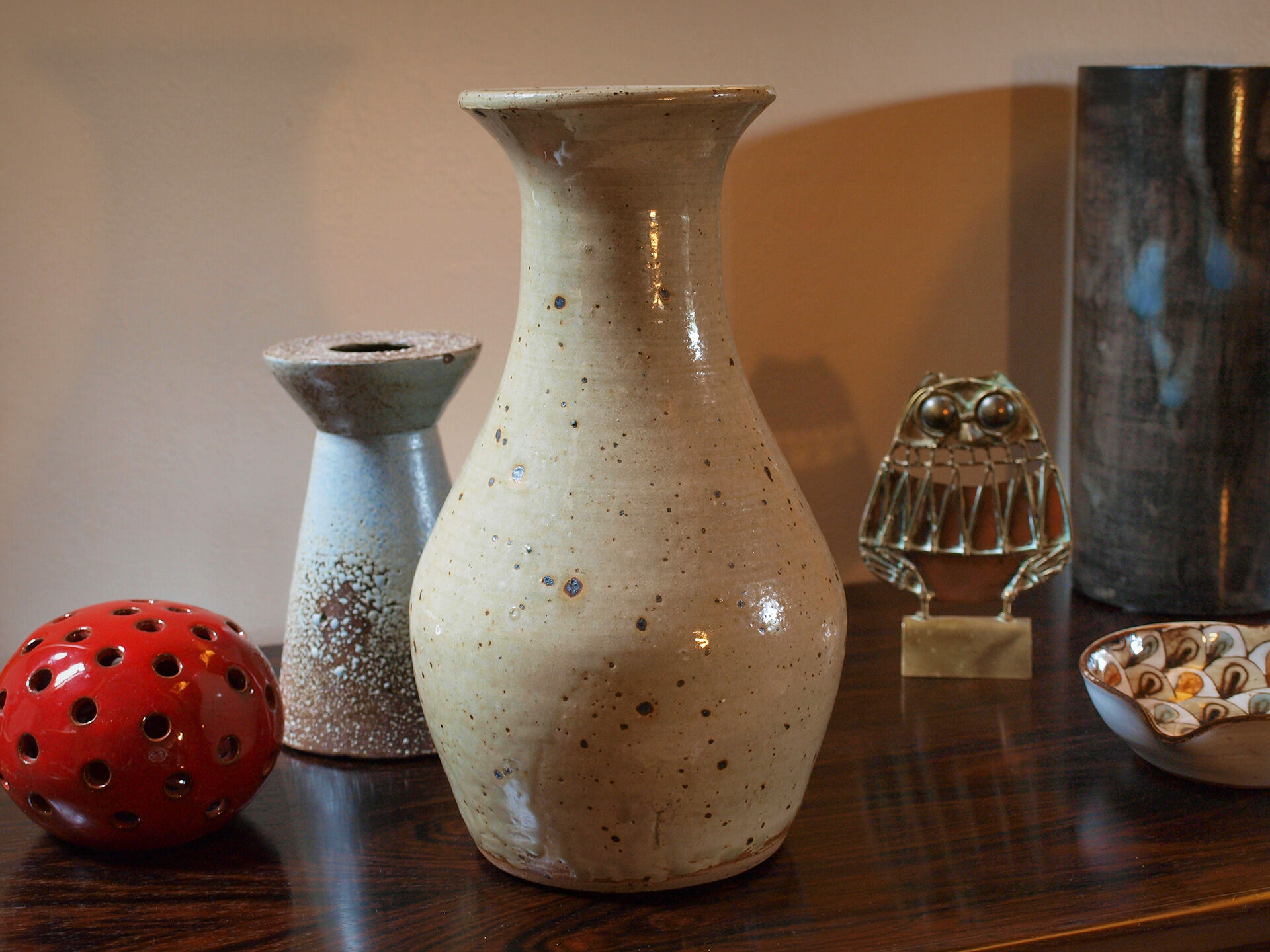 Pyrite sandstone vase by Jean Migeon in La Borne, 60s