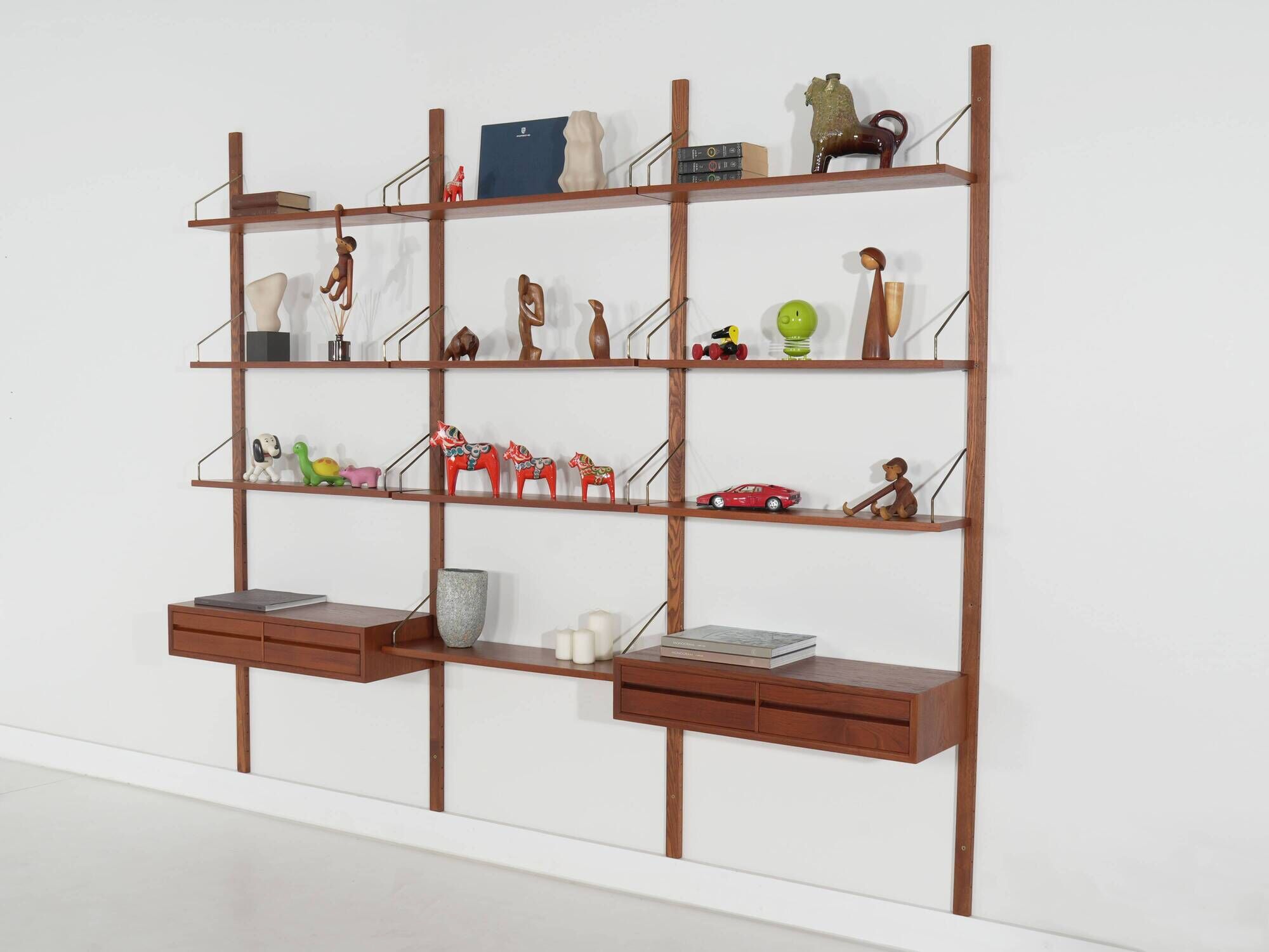 Cado modular shelving, teak veneer, Danish design, 1960s