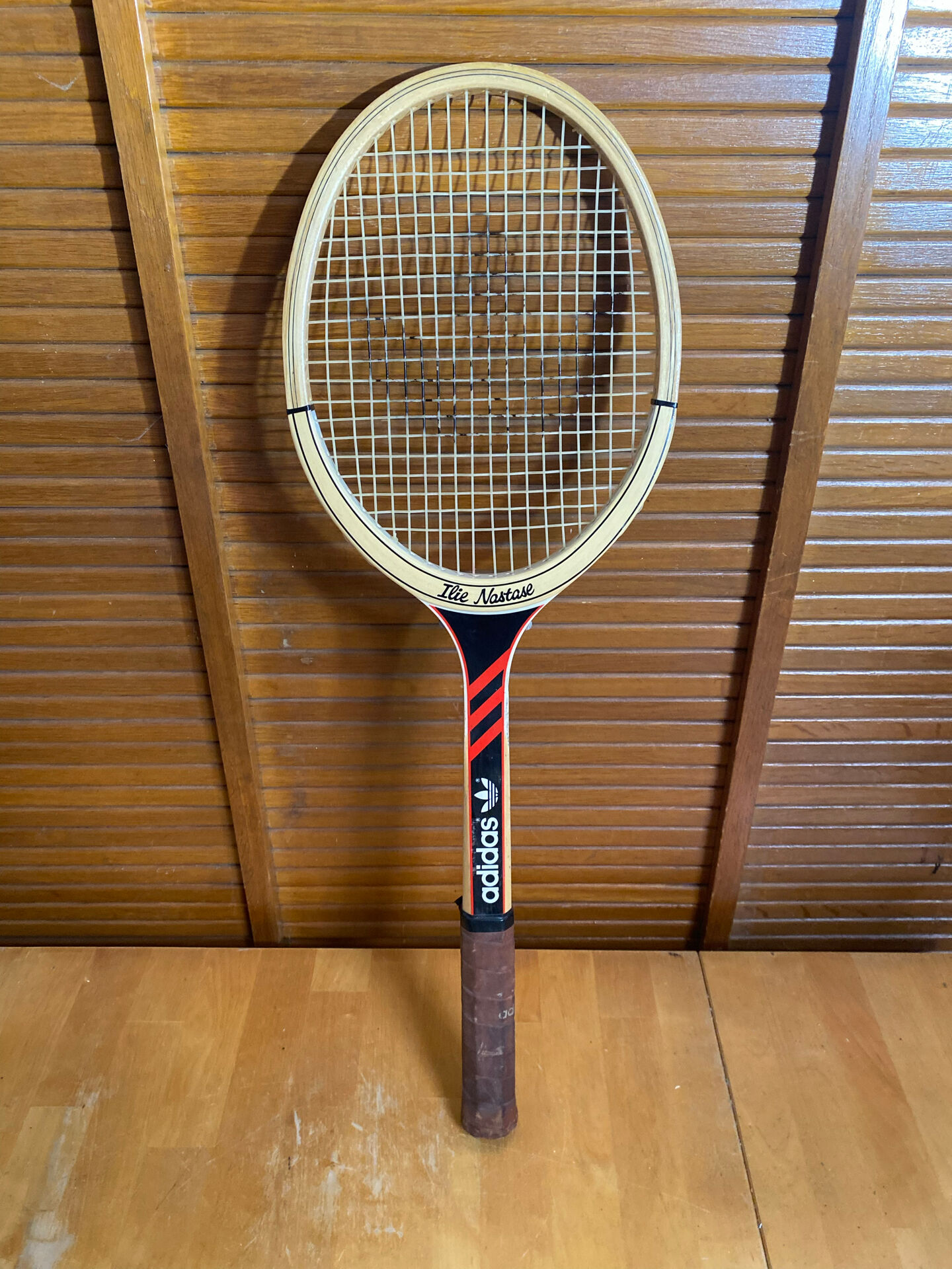 Vintage ADIDAS Ilie Nastase Wooden Tennis Racket #E245