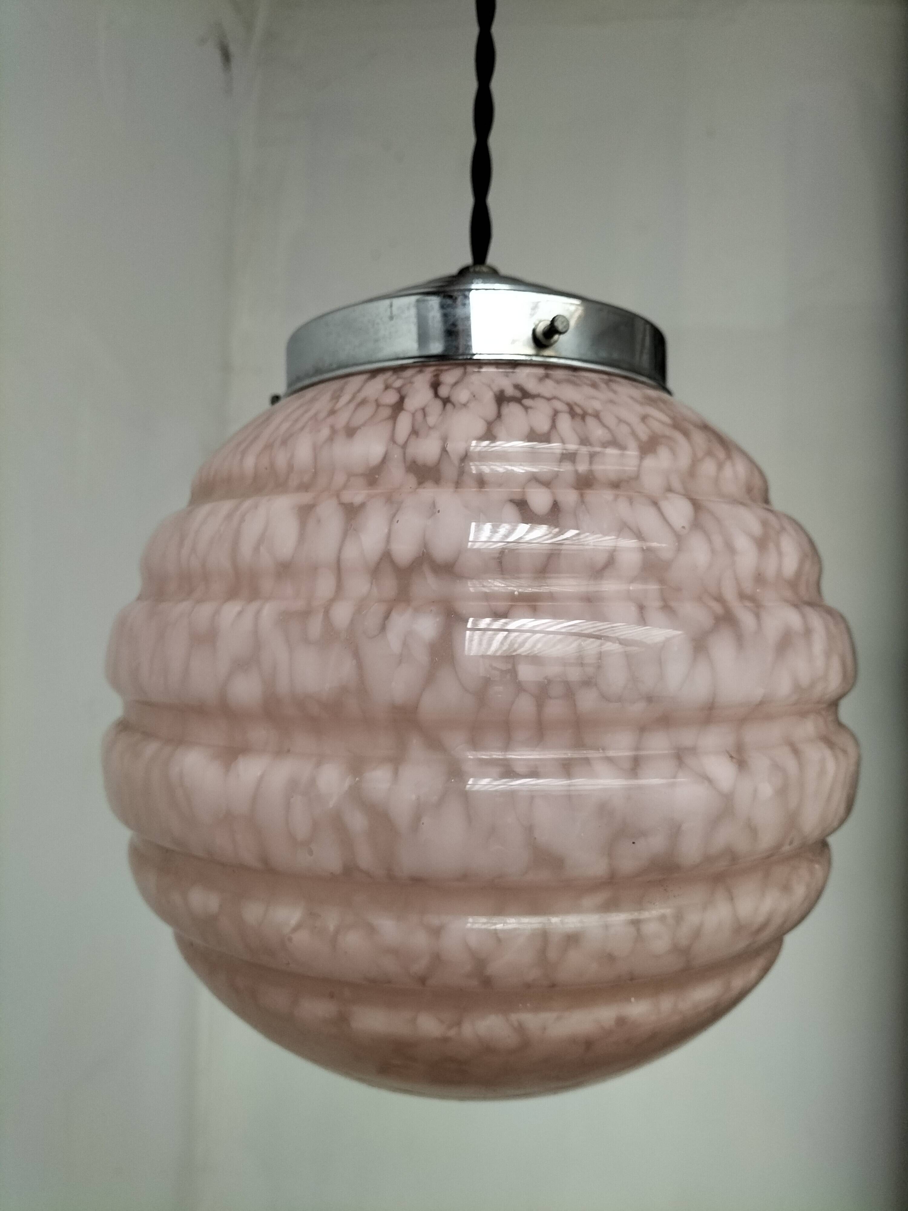 pink opaline pendant light