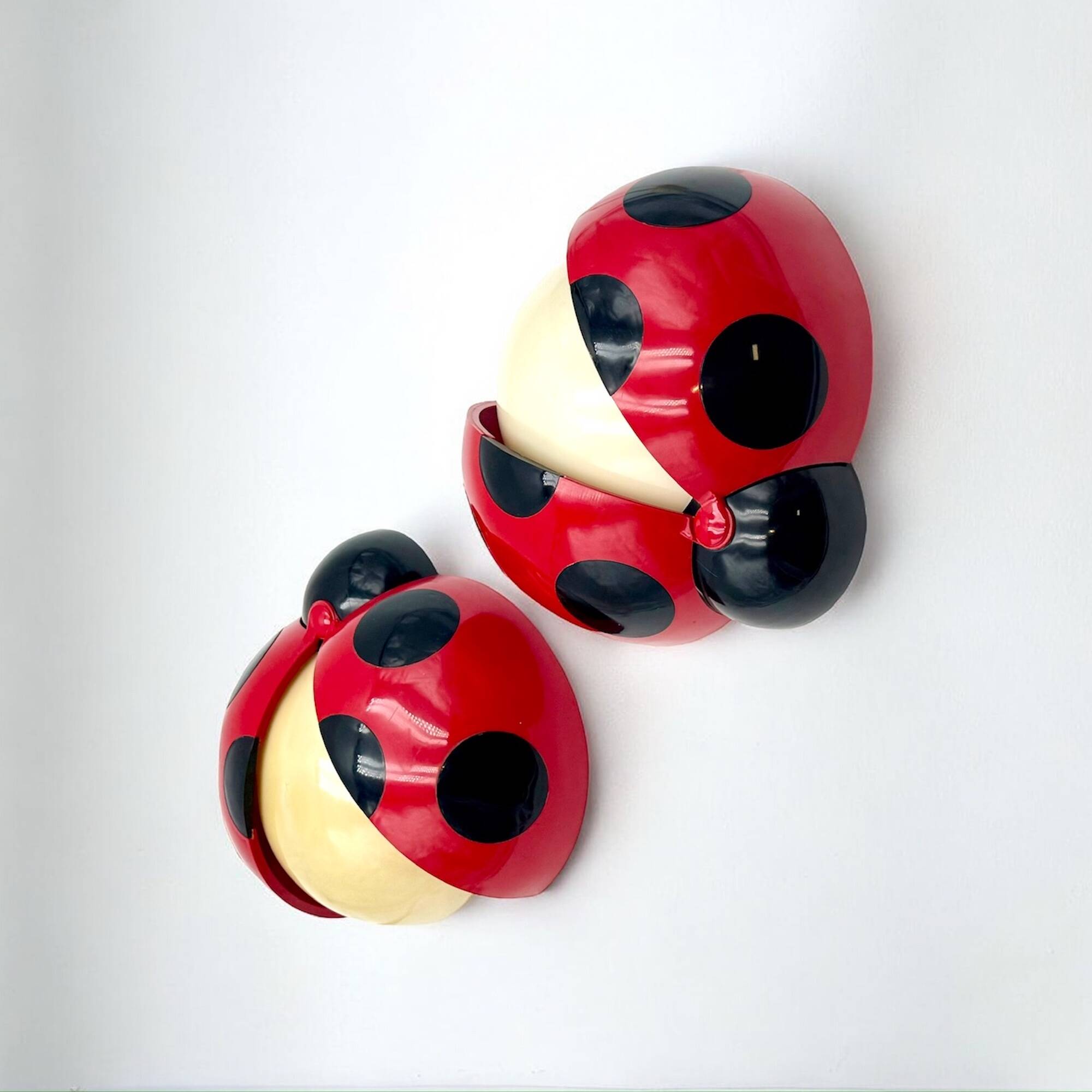 Pair of Lucinelle Ladybug Lamps by Vitrac – Wall/Table, 1970s France