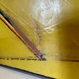 Abstract painting " Abstraction Jaune " by Serge Detriaux, Oil on Panel, 1982