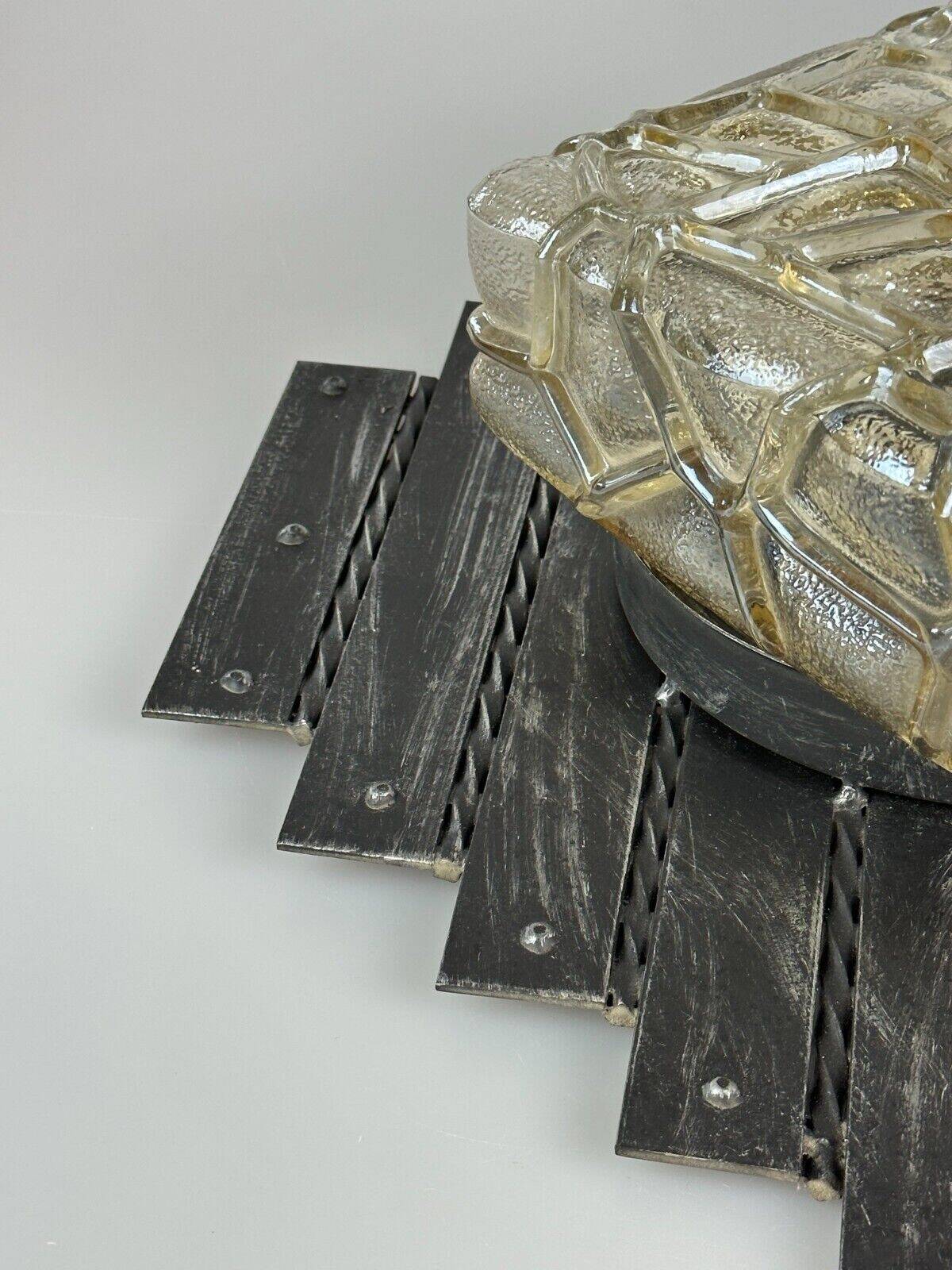 60's 70's Brutalist Wall Lamp Iron & Glass Wall Sconce