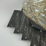 60's 70's Brutalist Wall Lamp Iron & Glass Wall Sconce