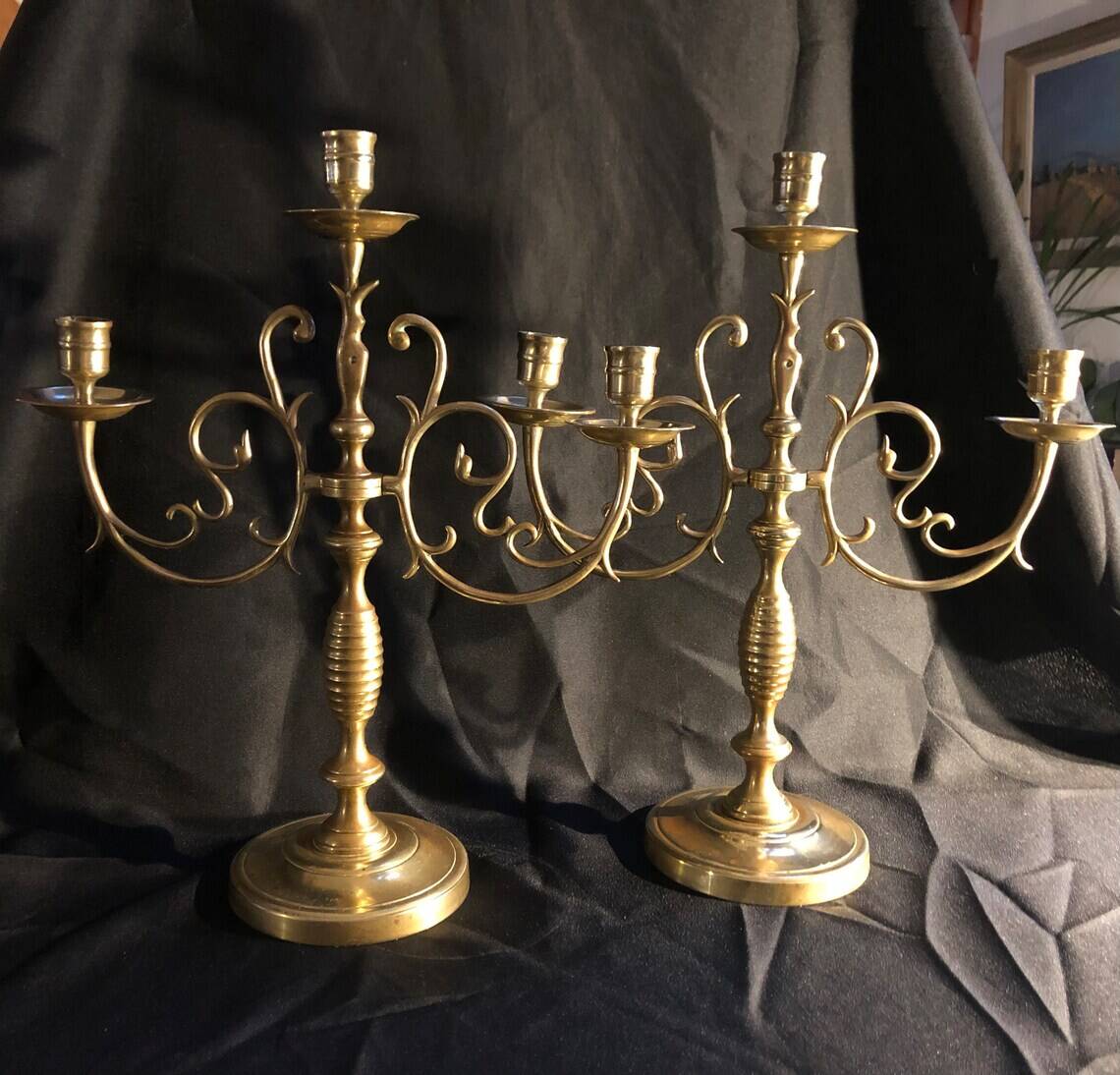 Pair of bronze candelabra