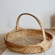Vintage hand-woven wicker harvest basket