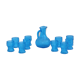 Set of jug and 10 blue glass goblets with floral motifs