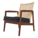 Rattan and leather low-back lounge chair by P.J. Muntendam for Gebr. Jonkers, The Netherlands 1950's