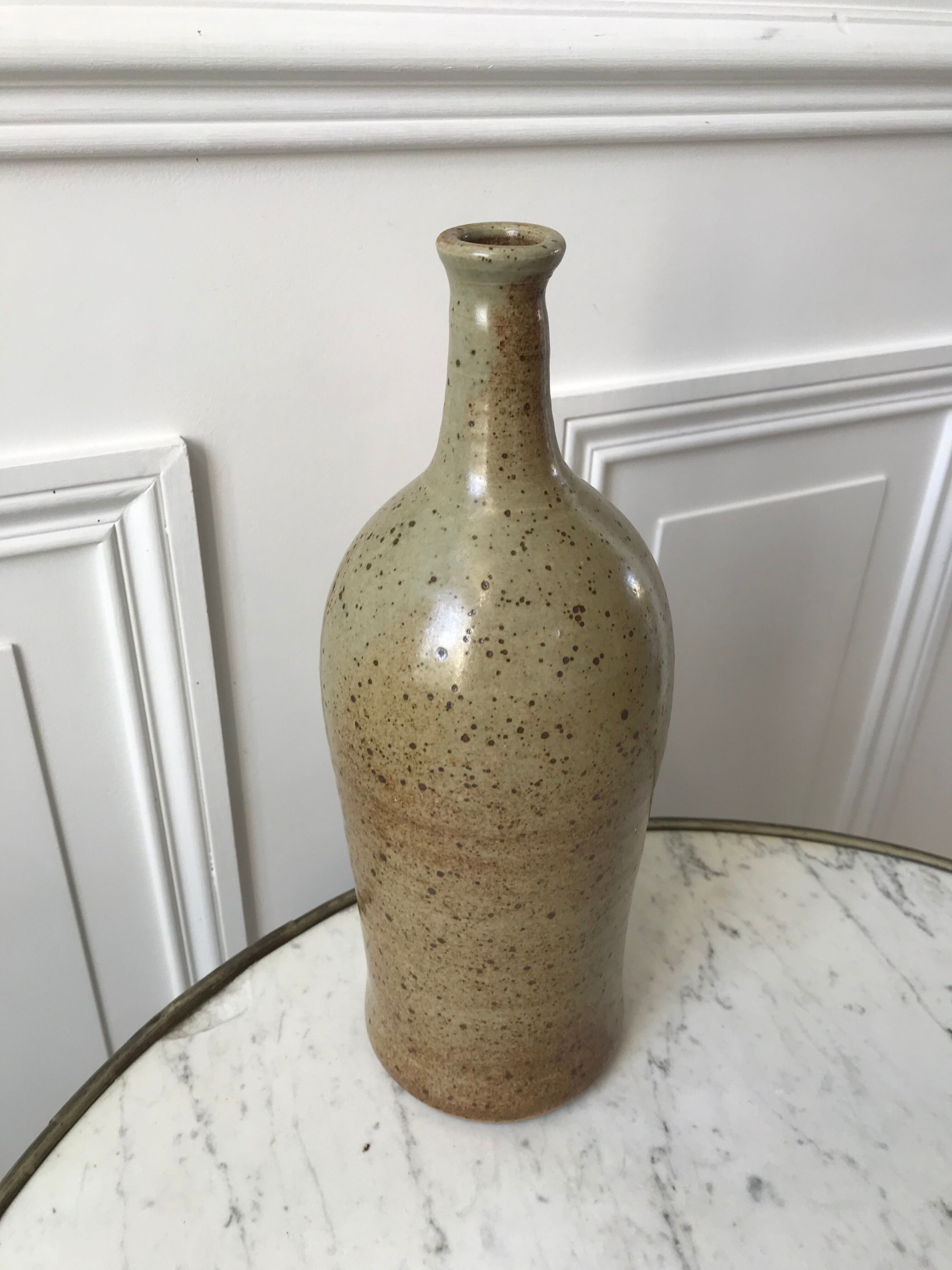 Ceramic bottle / stoneware / pottery vintage 70s signed