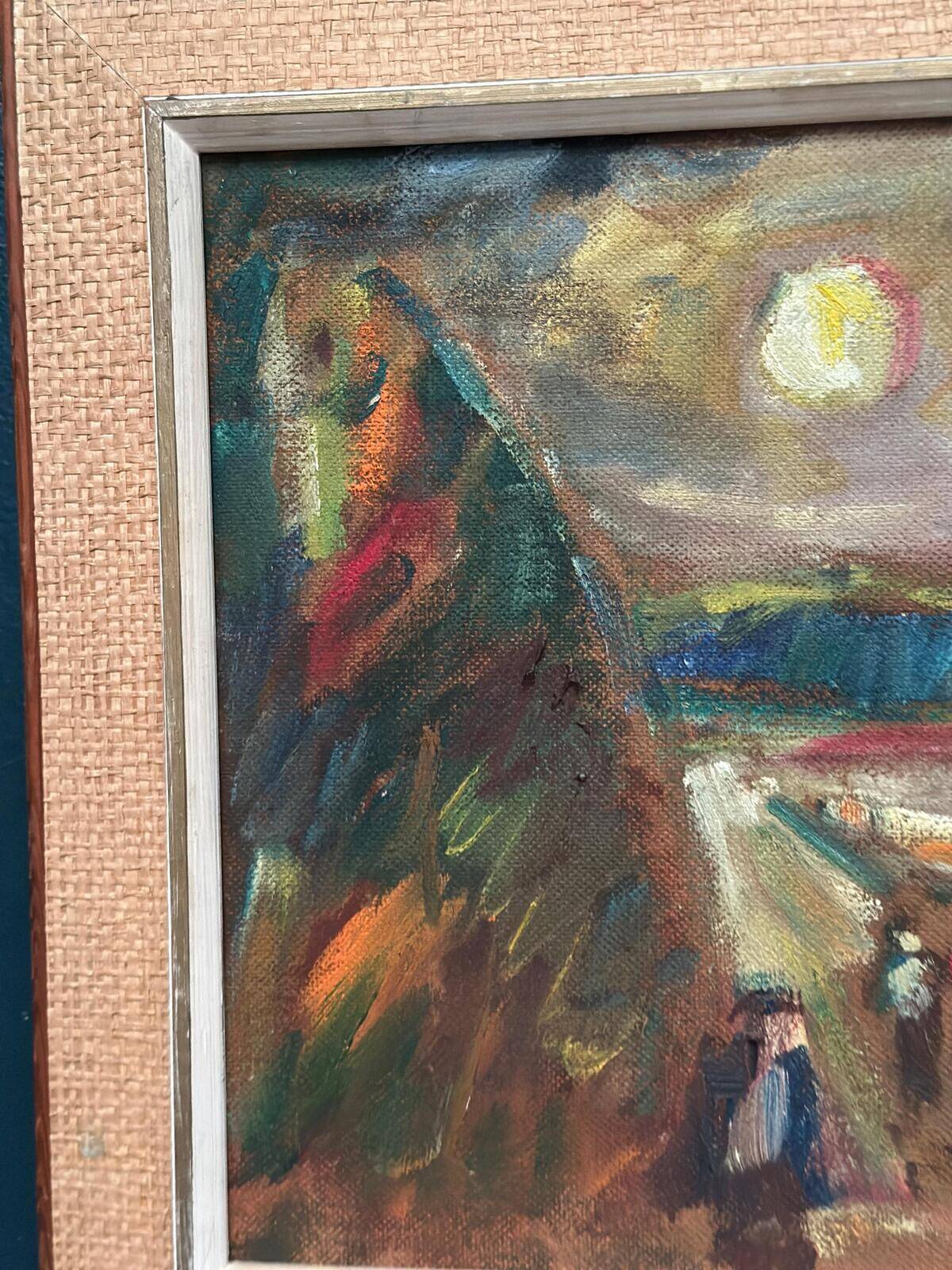 Original Swedish Oil on Panel – “Landscape with Figures” by Lars Niklasson