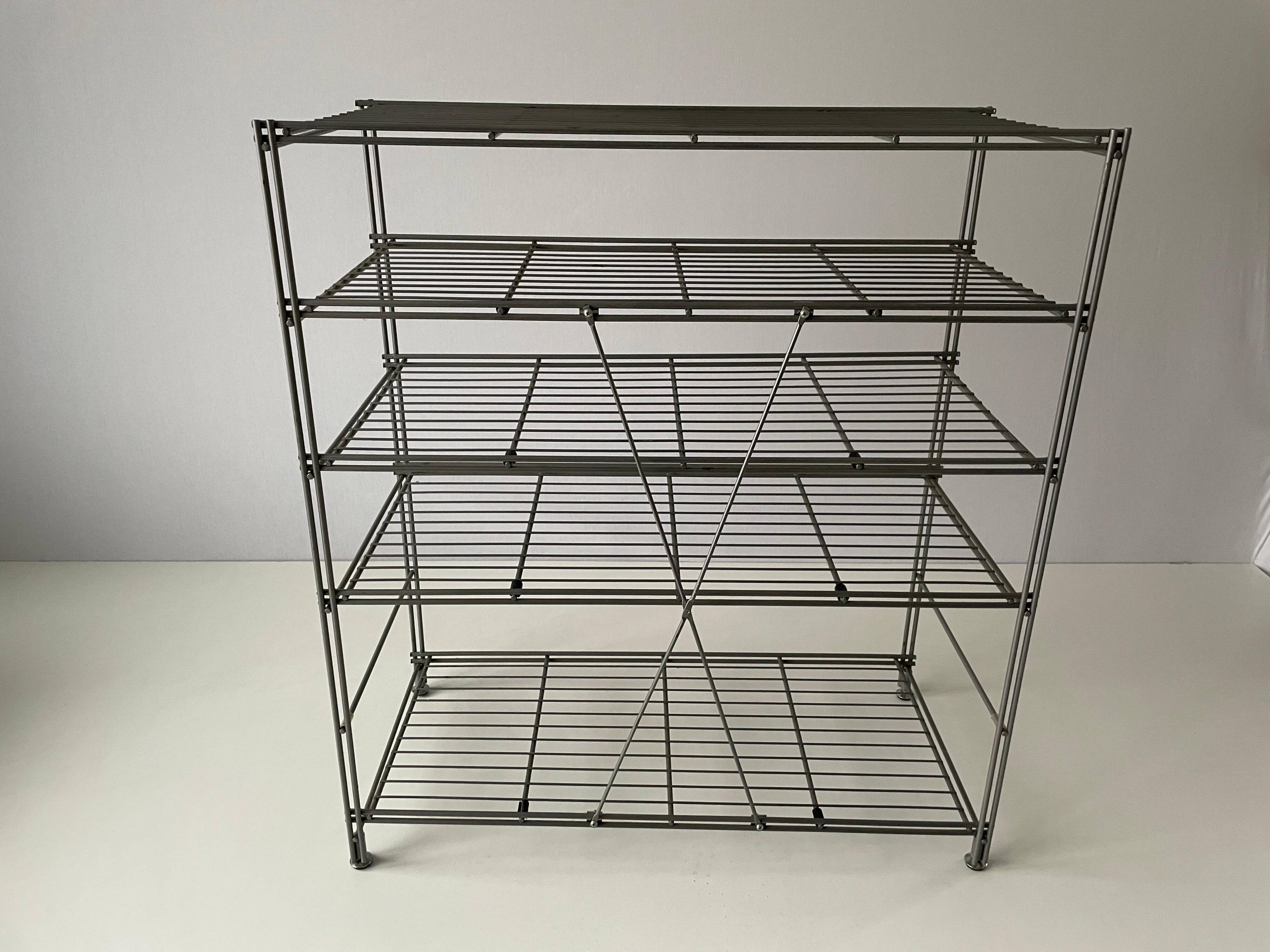 Free-standing industrial shelf with a metal structure, 4 shelves, 1960s, Germany.