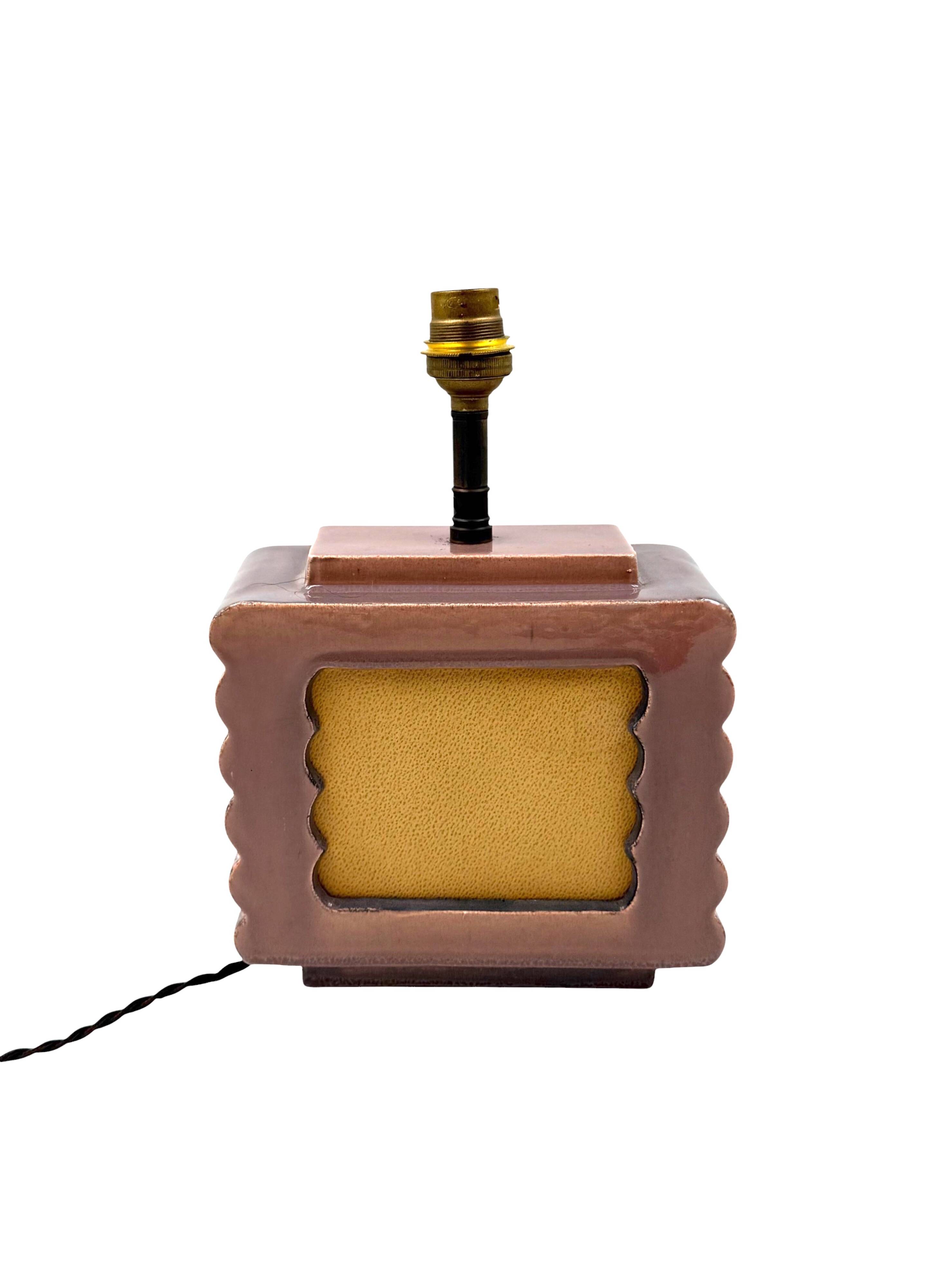 Art deco ceramic table lamp, Andre Fau Boulogne France circa 1940s