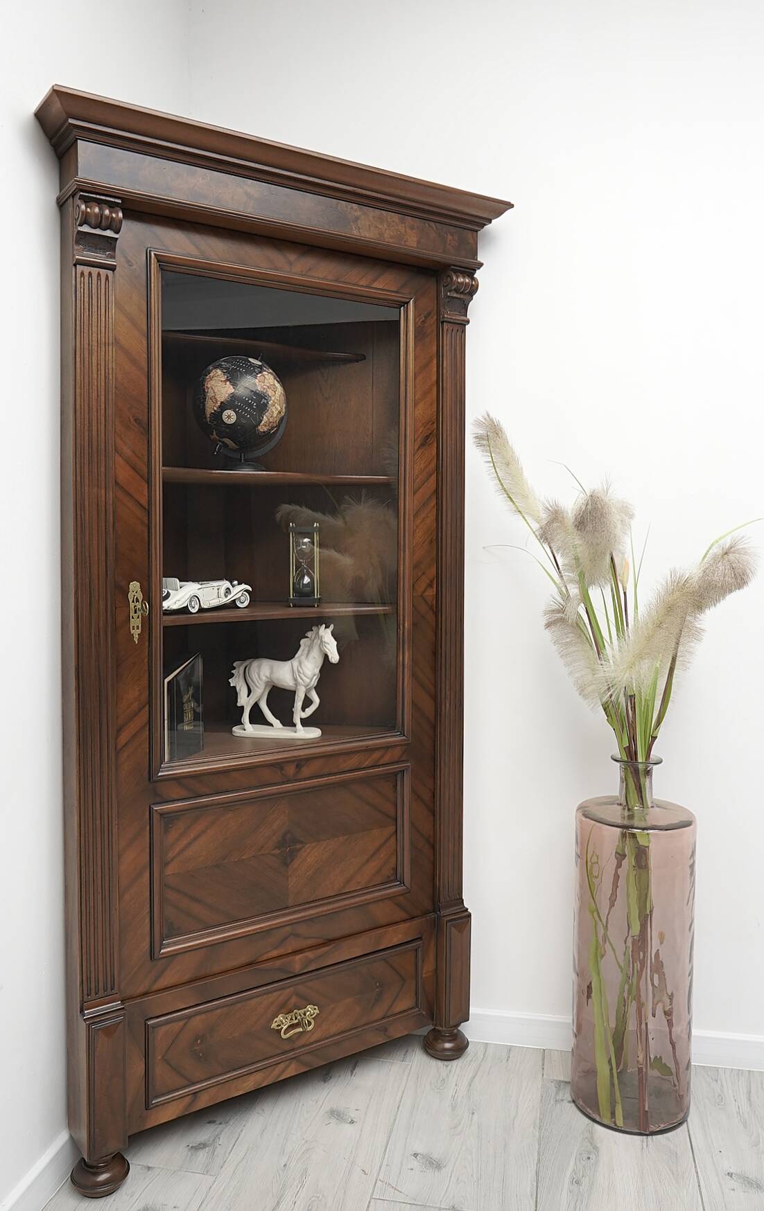Antique French corner bookcase. After professional renovation.