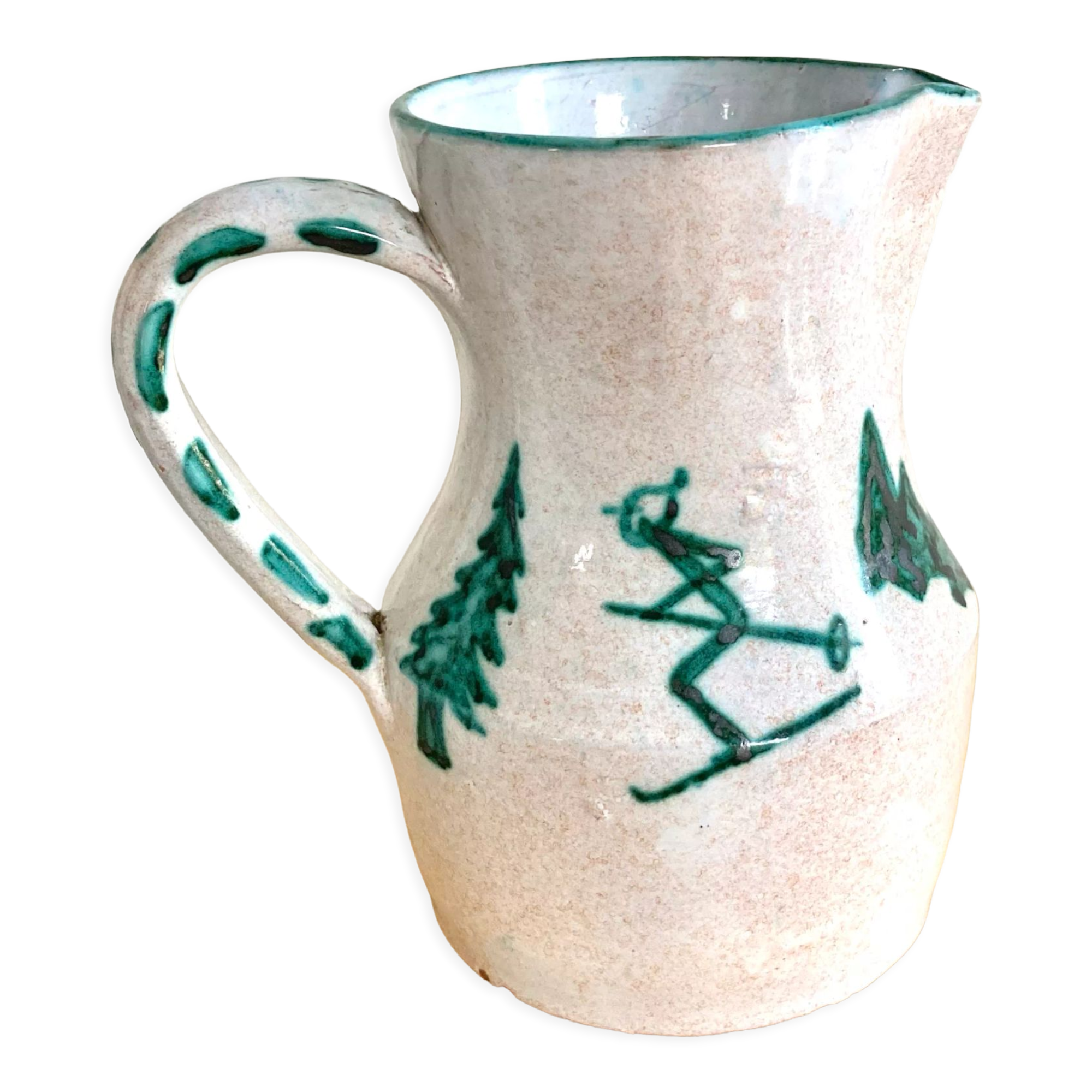 Enamelled pitcher numbered chalet or mountain décor