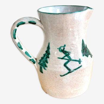 Enamelled pitcher numbered chalet or mountain décor