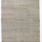 Tapis Kilim fait main rouge clair bleu 5x7 158x247 cm