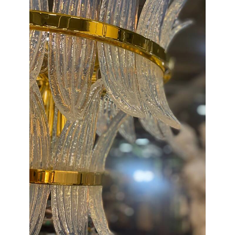Contemporary Belt Opalino “Palmette” Murano Glass Chandelier
